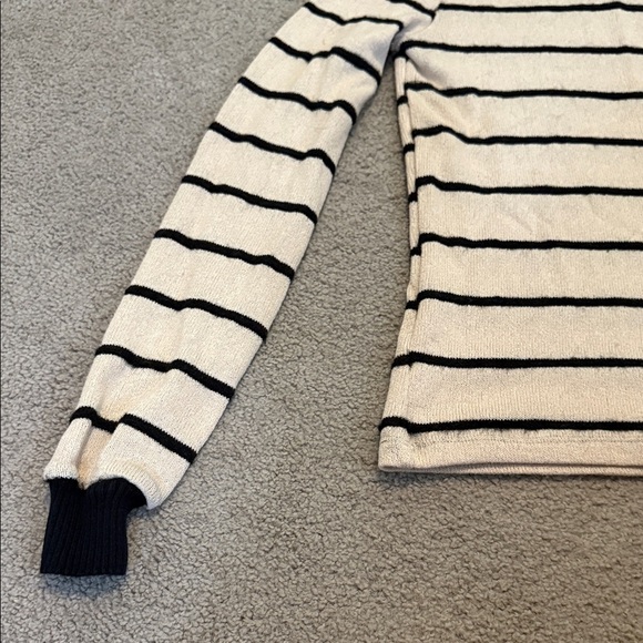 Zara Black and Cream Striped Turtleneck Sweater - Picture 3 of 7